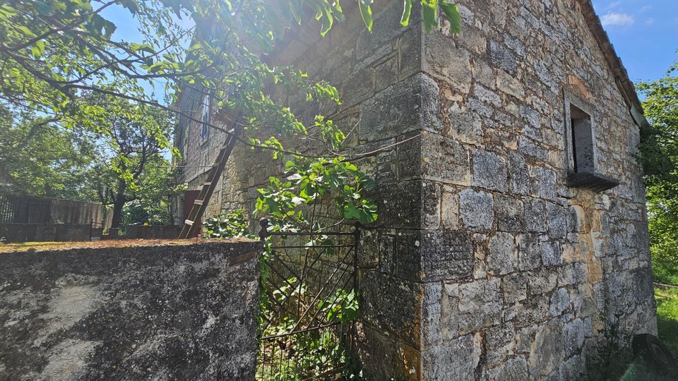 Šarmantna istarska kamena kuća  s otvorenim pogledom i velikim terenom